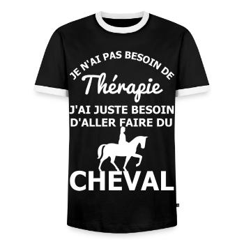 Thérapie Cheval - T-shirt contrasté Homme - noir/blanc - Devant - AI Model Female 172 light (172cm) & AI Model Male 178 light (178cm)