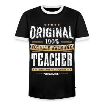 Original 100% Awesome Teacher - Männer Kontrast-T-Shirt - Schwarz/Weiß - Vorne - AI Model Female 172 light (172cm) & AI Model Male 178 light (178cm)