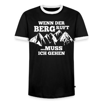 Wenn der Berg ruft... - Männer Kontrast-T-Shirt - Schwarz/Weiß - Vorne - AI Model Female 172 light (172cm) & AI Model Male 178 light (178cm)