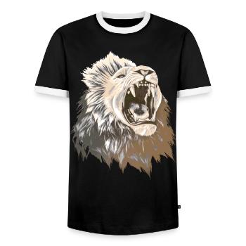 löwe sternzeichen - Männer Kontrast-T-Shirt - Schwarz/Weiß - Vorne - AI Model Female 172 light (172cm) & AI Model Male 178 light (178cm)