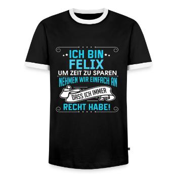FELIX - Männer Kontrast-T-Shirt - Schwarz/Weiß - Vorne - AI Model Female 172 light (172cm) & AI Model Male 178 light (178cm)