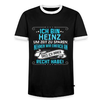 HEINZ - Männer Kontrast-T-Shirt - Schwarz/Weiß - Vorne - AI Model Female 172 light (172cm) & AI Model Male 178 light (178cm)