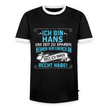 HANS - Männer Kontrast-T-Shirt - Schwarz/Weiß - Vorne - AI Model Female 172 light (172cm) & AI Model Male 178 light (178cm)