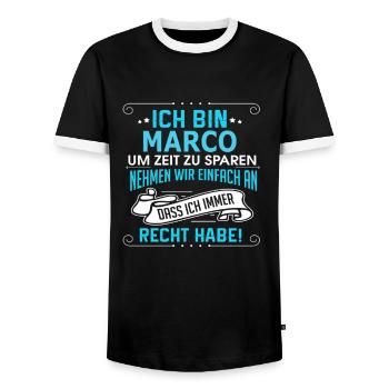 MARCO - Männer Kontrast-T-Shirt - Schwarz/Weiß - Vorne - AI Model Female 172 light (172cm) & AI Model Male 178 light (178cm)