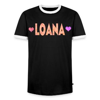 Loana - Men's Ringer Shirt - black/white - Front - AI Model Female 172 light (172cm) & AI Model Male 178 light (178cm)