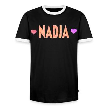 Nadja - T-shirt contrasté Homme - noir/blanc - Devant - AI Model Female 172 light (172cm) & AI Model Male 178 light (178cm)