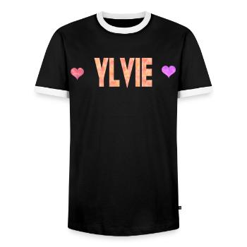 Ylvie - T-shirt contrasté Homme - noir/blanc - Devant - AI Model Female 172 light (172cm) & AI Model Male 178 light (178cm)