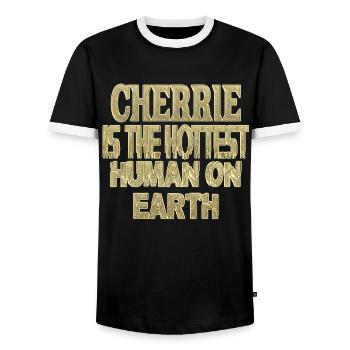 Cherrie - T-shirt contrasté Homme - noir/blanc - Devant - AI Model Female 172 light (172cm) & AI Model Male 178 light (178cm)