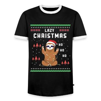 Lazy Noël / indolence / cadeaux - T-shirt contrasté Homme - noir/blanc - Devant - AI Model Female 172 light (172cm) & AI Model Male 178 light (178cm)