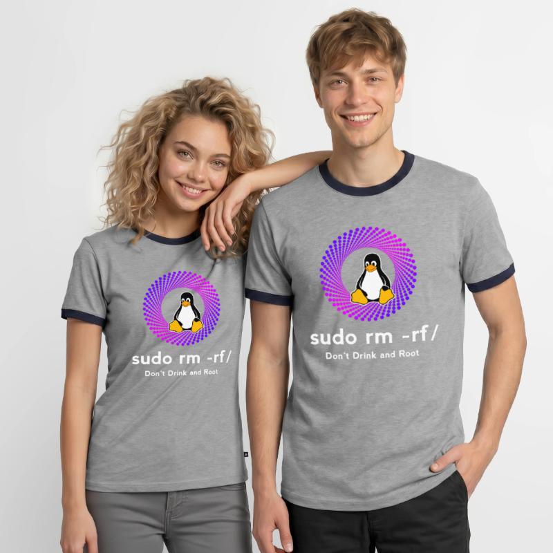 Ordinateur Sys admin Penguin Nerd pc sudo rm -rf cod T-shirt contrasté Homme