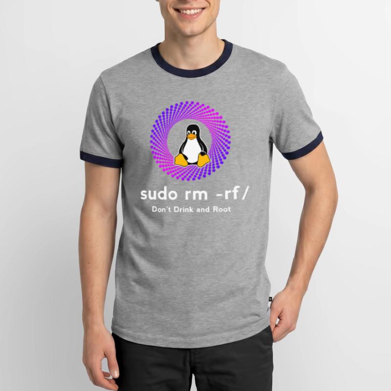 Ordinateur Sys admin Penguin Nerd pc sudo rm -rf cod T-shirt contrasté Homme