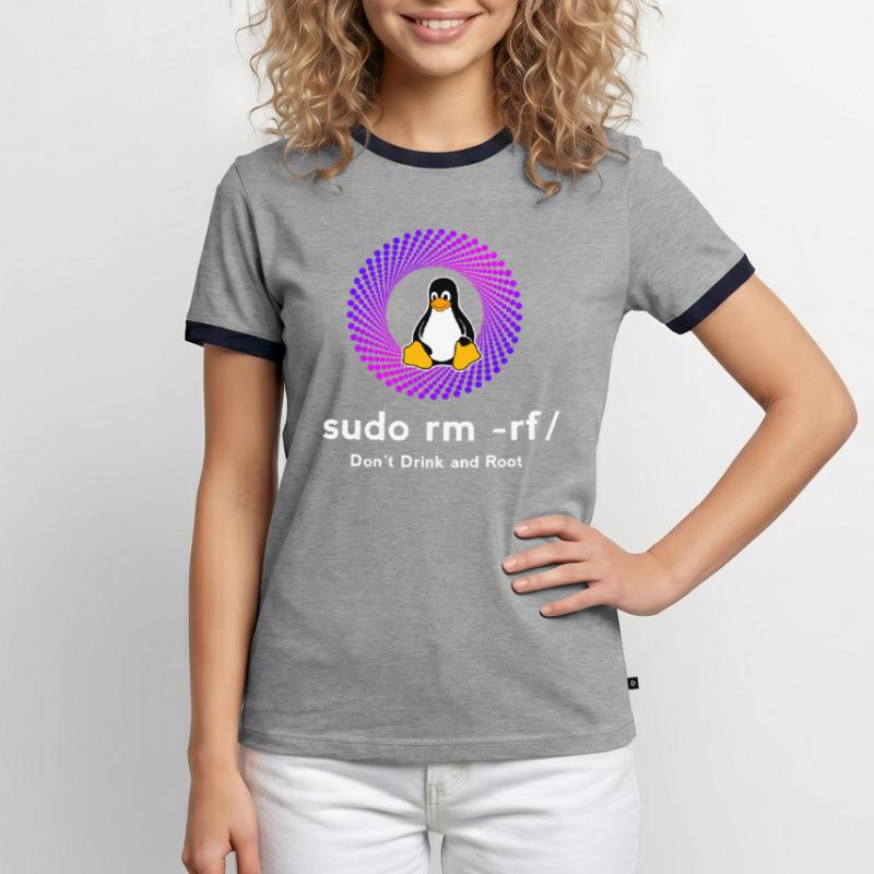 Ordinateur Sys admin Penguin Nerd pc sudo rm -rf cod T-shirt contrasté Homme