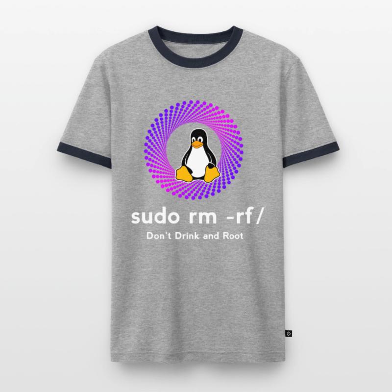 Ordinateur Sys admin Penguin Nerd pc sudo rm -rf cod T-shirt contrasté Homme