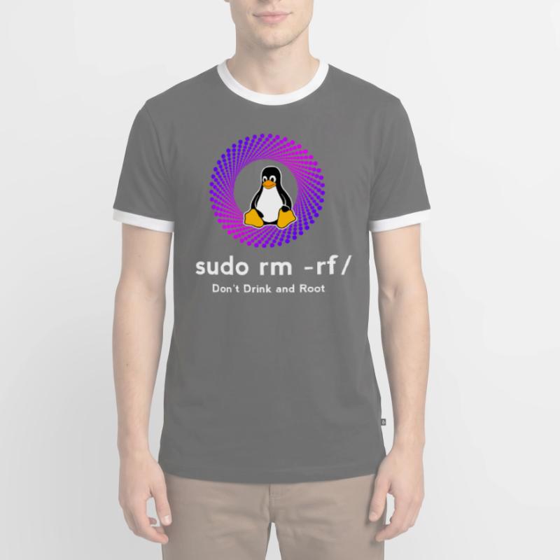 Ordinateur Sys admin Penguin Nerd pc sudo rm -rf cod T-shirt contrasté Homme