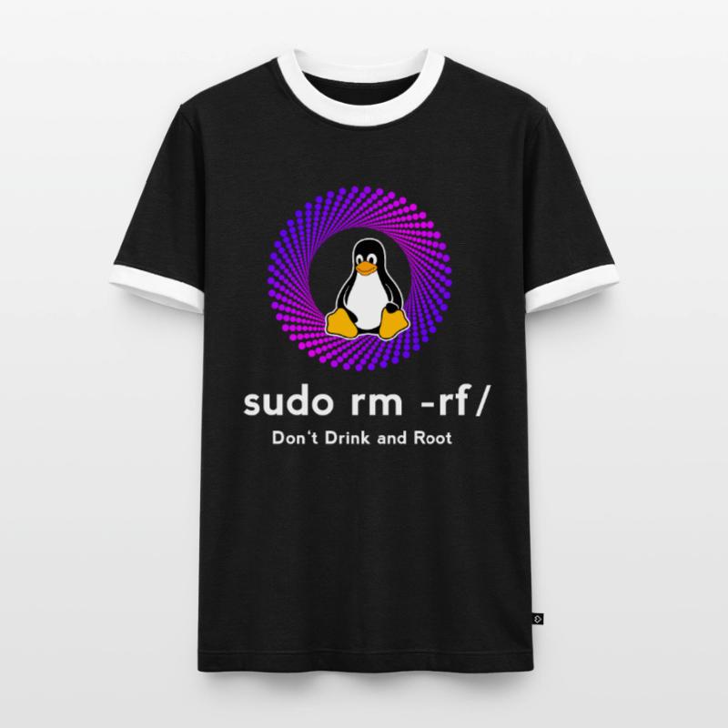 Ordinateur Sys admin Penguin Nerd pc sudo rm -rf cod T-shirt contrasté Homme