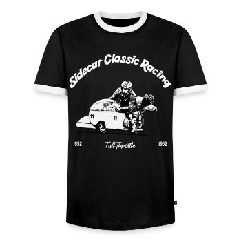 Sidecar Classic Racing - Männer Kontrast-T-Shirt - Schwarz/Weiß - Vorne - AI Model Female 172 light (172cm) & AI Model Male 178 light (178cm)