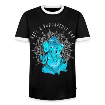 buddha ganesha yoga namaste elefant meditation om - Männer Kontrast-T-Shirt - Schwarz/Weiß - Vorne - AI Model Female 172 light (172cm) & AI Model Male 178 light (178cm)