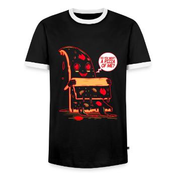 Do You Want A Pizza Of Me? - Men's Ringer Shirt - black/white - Front - AI Model Female 172 light (172cm) & AI Model Male 178 light (178cm)