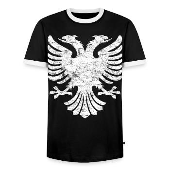 Albanischer Doppelkopf Adler Shqiptar Albanien - Männer Kontrast-T-Shirt - Schwarz/Weiß - Vorne - AI Model Female 172 light (172cm) & AI Model Male 178 light (178cm)