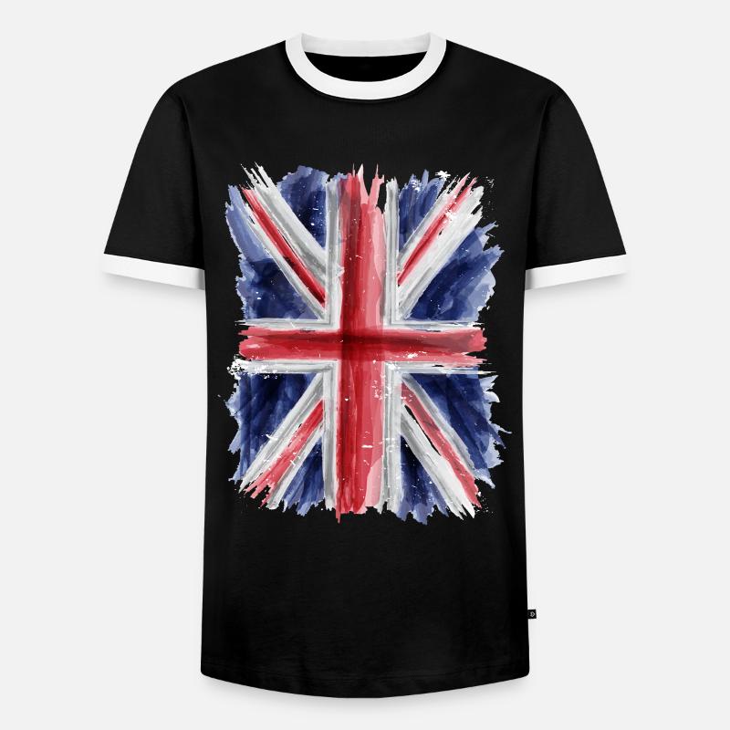 British flag - Men's Ringer Shirt - black/white