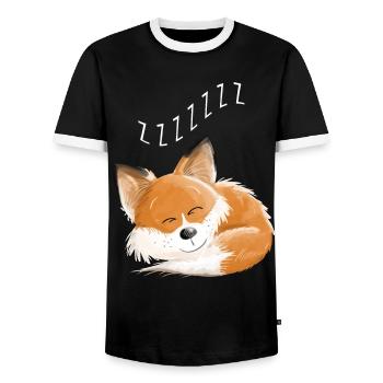 Fox sleeping - dream - dreams - foxes - Men's Ringer Shirt - black/white - Front - AI Model Female 172 light (172cm) & AI Model Male 178 light (178cm)