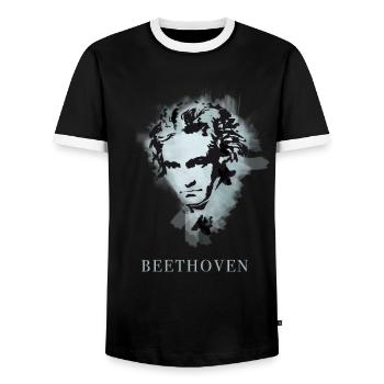 beethoven classical music composer concert deaf pop - Men's Ringer Shirt - black/white - Front - AI Model Female 172 light (172cm) & AI Model Male 178 light (178cm)