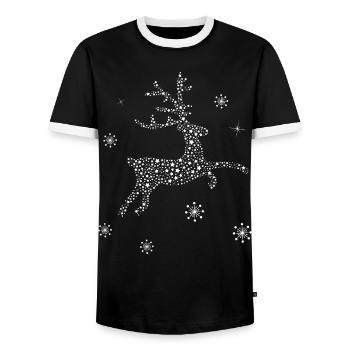 Flocon de neige étoile rennes cerf noël - T-shirt contrasté Homme - noir/blanc - Devant - AI Model Female 172 light (172cm) & AI Model Male 178 light (178cm)