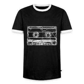 Cassette rétro - T-shirt contrasté Homme - noir/blanc - Devant - AI Model Female 172 light (172cm) & AI Model Male 178 light (178cm)