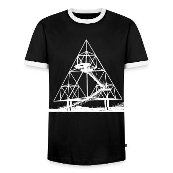 TETRAHEDRON WHITE - Men's Ringer Shirt - black/white - Front - AI Model Female 172 light (172cm) & AI Model Male 178 light (178cm)