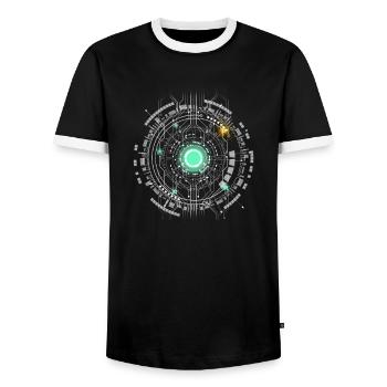 nerd CPU core computer code pc board spaceship - Men's Ringer Shirt - black/white - Front - AI Model Female 172 light (172cm) & AI Model Male 178 light (178cm)