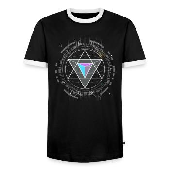 nerd cpu pyramid illuminati game wow hacker code - Men's Ringer Shirt - black/white - Front - AI Model Female 172 light (172cm) & AI Model Male 178 light (178cm)