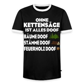 Ohne Kettensäge doof - Männer Kontrast-T-Shirt - Schwarz/Weiß - Vorne - AI Model Female 172 light (172cm) & AI Model Male 178 light (178cm)