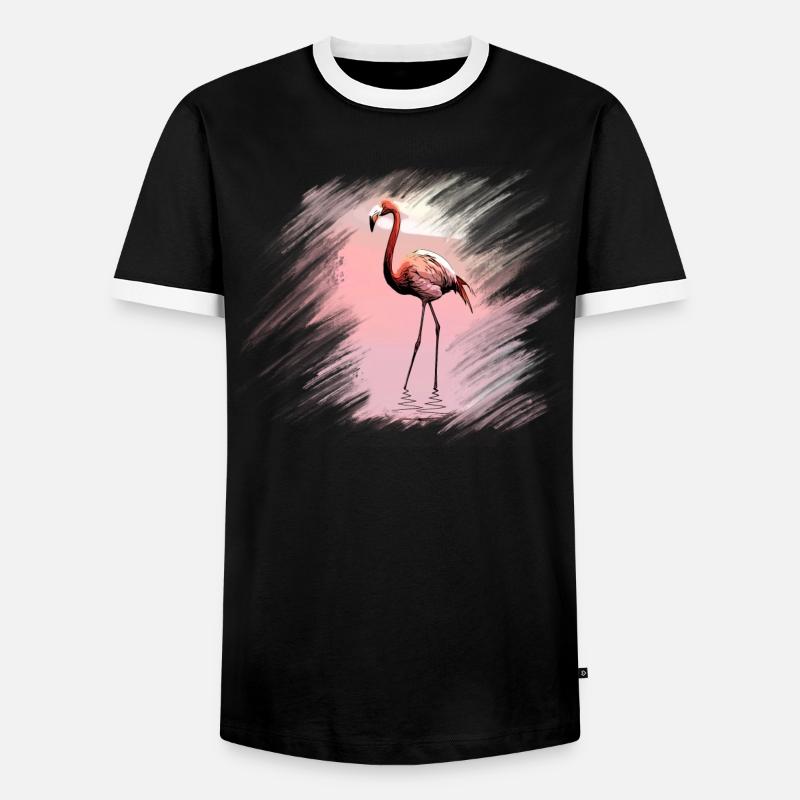 Flamingo - Männer Kontrast-T-Shirt - Schwarz/Weiß