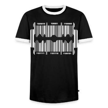 Lame de rasoir avec code - T-shirt contrasté Homme - noir/blanc - Devant - AI Model Female 172 light (172cm) & AI Model Male 178 light (178cm)
