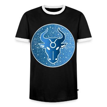 Astrological sign: bull - Men's Ringer Shirt - black/white - Front - AI Model Female 172 light (172cm) & AI Model Male 178 light (178cm)