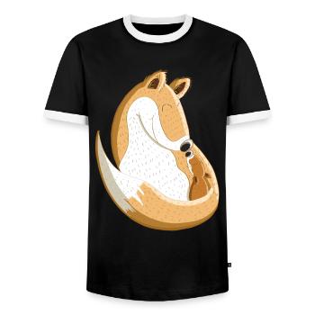 Fuchs Mit Baby I Schwangerschaft I Kinder Geschenk - Männer Kontrast-T-Shirt - Schwarz/Weiß - Vorne - AI Model Female 172 light (172cm) & AI Model Male 178 light (178cm)