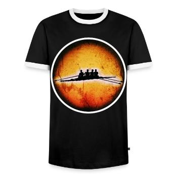 4er Ruderer - Männer Kontrast-T-Shirt - Schwarz/Weiß - Vorne - AI Model Female 172 light (172cm) & AI Model Male 178 light (178cm)