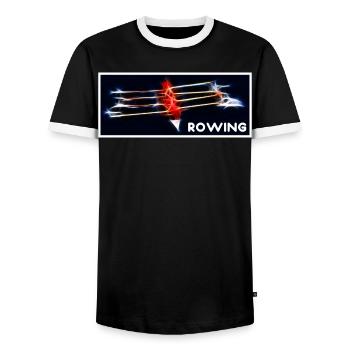 Rudersport - Rudern - Männer Kontrast-T-Shirt - Schwarz/Weiß - Vorne - AI Model Female 172 light (172cm) & AI Model Male 178 light (178cm)