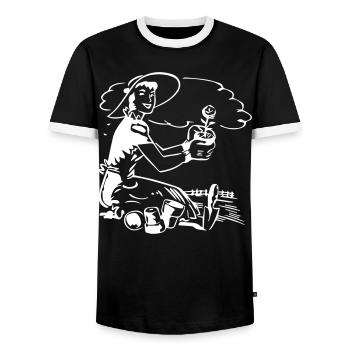 Gardening - Design - Men's Ringer Shirt - black/white - Front - AI Model Female 172 light (172cm) & AI Model Male 178 light (178cm)