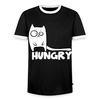 Chats affamés de chat drôle - T-shirt contrasté Homme - noir/blanc - Devant - AI Model Female 172 light (172cm) & AI Model Male 178 light (178cm)