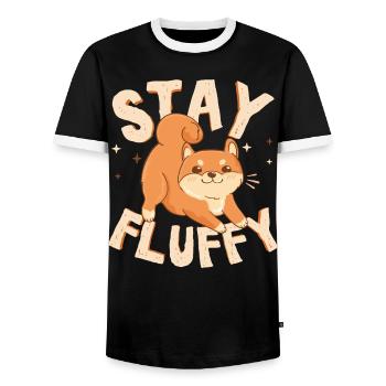 Süßer Akita Inu (Hund) Illustration. - Männer Kontrast-T-Shirt - Schwarz/Weiß - Vorne - AI Model Female 172 light (172cm) & AI Model Male 178 light (178cm)