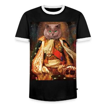 Chat Royal - T-shirt contrasté Homme - noir/blanc - Devant - AI Model Female 172 light (172cm) & AI Model Male 178 light (178cm)