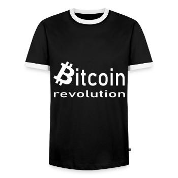 Bitcoin et Hodler - T-shirt contrasté Homme - noir/blanc - Devant - AI Model Female 172 light (172cm) & AI Model Male 178 light (178cm)