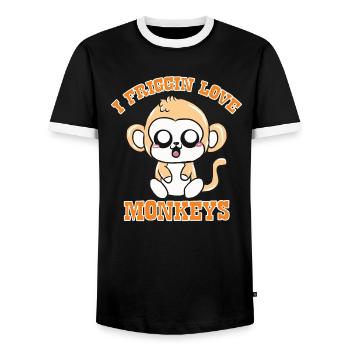 Affe - Männer Kontrast-T-Shirt - Schwarz/Weiß - Vorne - AI Model Female 172 light (172cm) & AI Model Male 178 light (178cm)