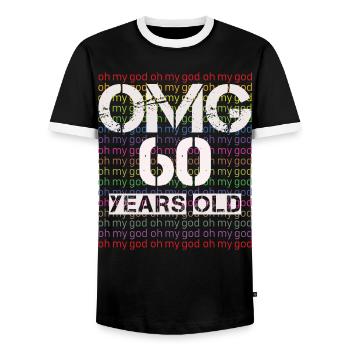 60. Geburtstag - Männer Kontrast-T-Shirt - Schwarz/Weiß - Vorne - AI Model Female 172 light (172cm) & AI Model Male 178 light (178cm)