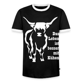 Kuh Kühe Rind Spruch Bauer Landwirt Leben Geschenk - Männer Kontrast-T-Shirt - Schwarz/Weiß - Vorne - AI Model Female 172 light (172cm) & AI Model Male 178 light (178cm)