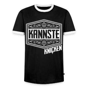 Lustiger Spruch - Hamburg Dialekt Berlinerisch - Männer Kontrast-T-Shirt - Schwarz/Weiß - Vorne - AI Model Female 172 light (172cm) & AI Model Male 178 light (178cm)
