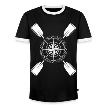 Boussole de pagaie de kayak - T-shirt contrasté Homme - noir/blanc - Devant - AI Model Female 172 light (172cm) & AI Model Male 178 light (178cm)
