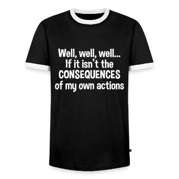 Lustige Sprüche - Männer Kontrast-T-Shirt - Schwarz/Weiß - Vorne - AI Model Female 172 light (172cm) & AI Model Male 178 light (178cm)