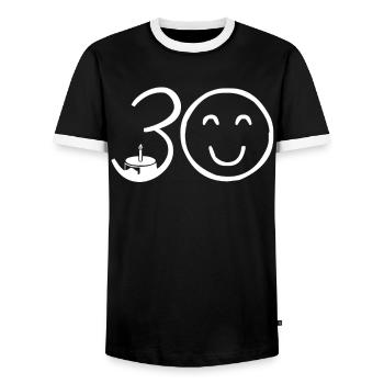 30e anniversaire - T-shirt contrasté Homme - noir/blanc - Devant - AI Model Female 172 light (172cm) & AI Model Male 178 light (178cm)
